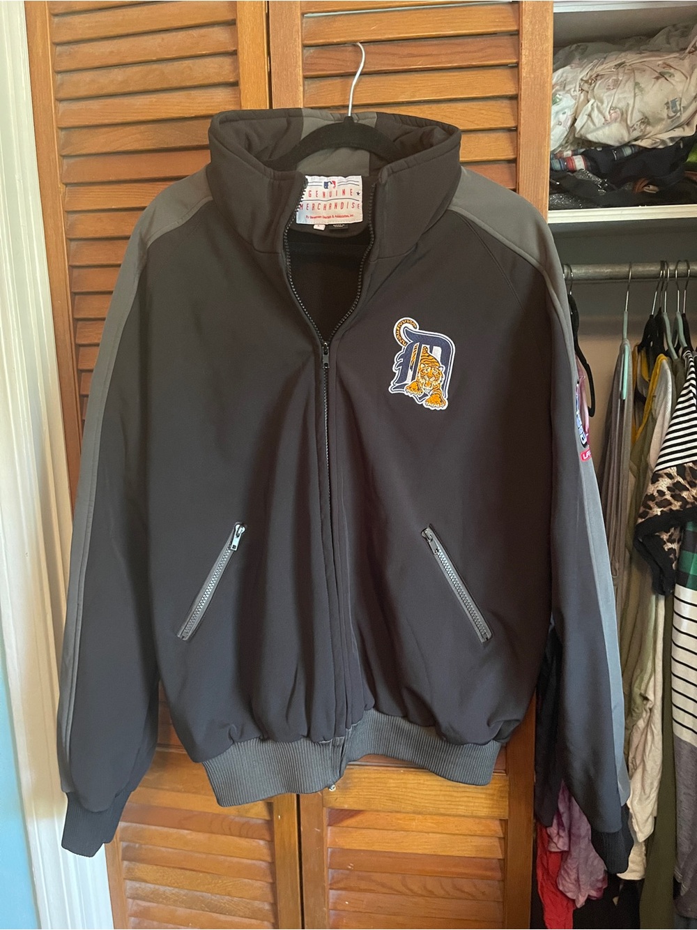 Genuine Merchandise Black and White MLB Label Jacket